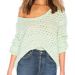 NWT Free People Mint Crashing Open Knit Sweater